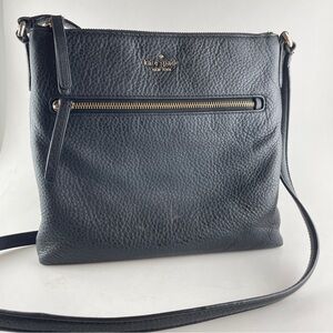 Kate Spade New York Black Pebbled Leather Crossbody Bag Gold Hardware